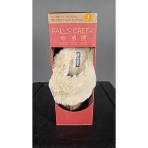 Falls Creek Lena Memory Foam Faux Fur Slippers Beige S (5-6) Indoor Outdoor